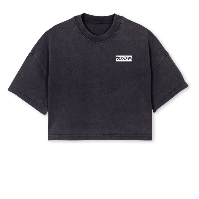 BODEGAMTLMETROCROP_VB Vintage Black Cropped Oversized Tee