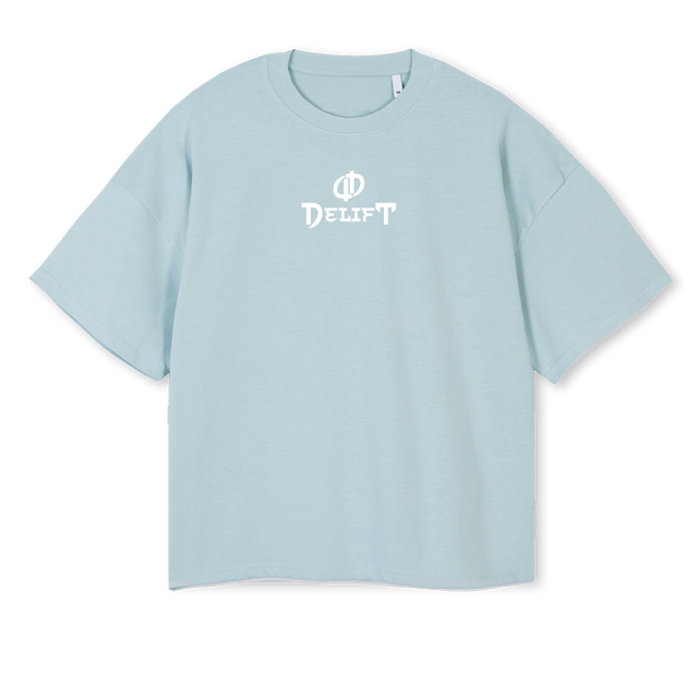 LOGOCENTFRONTGV Cold Blue Oversized Boxy Tee.