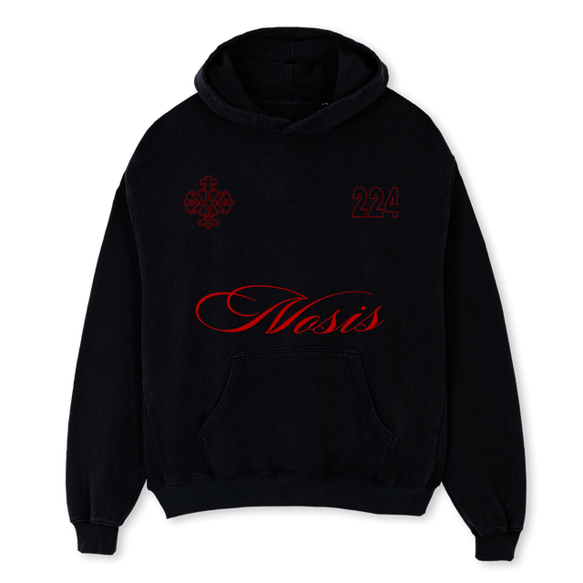 EMBLEMHOODIE Black Oversized Hoodie.