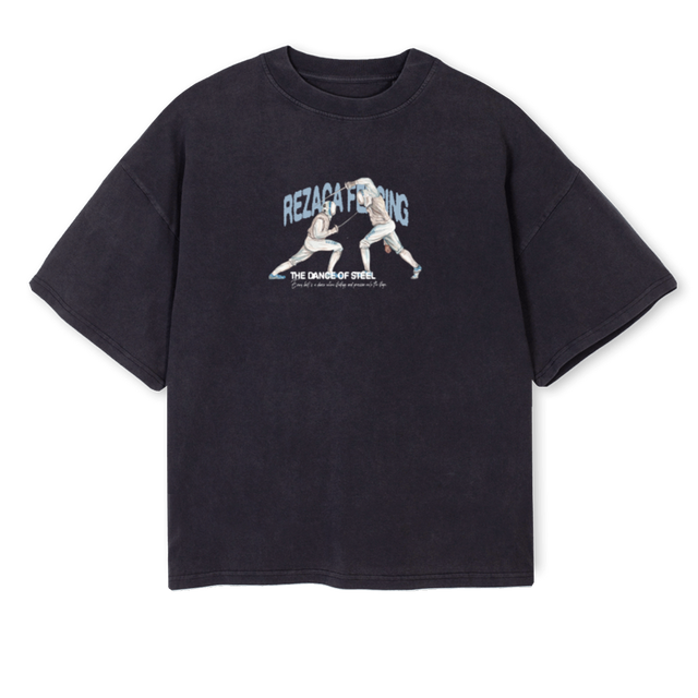 ESGRIMA Vintage Black Oversized Boxy Tee.