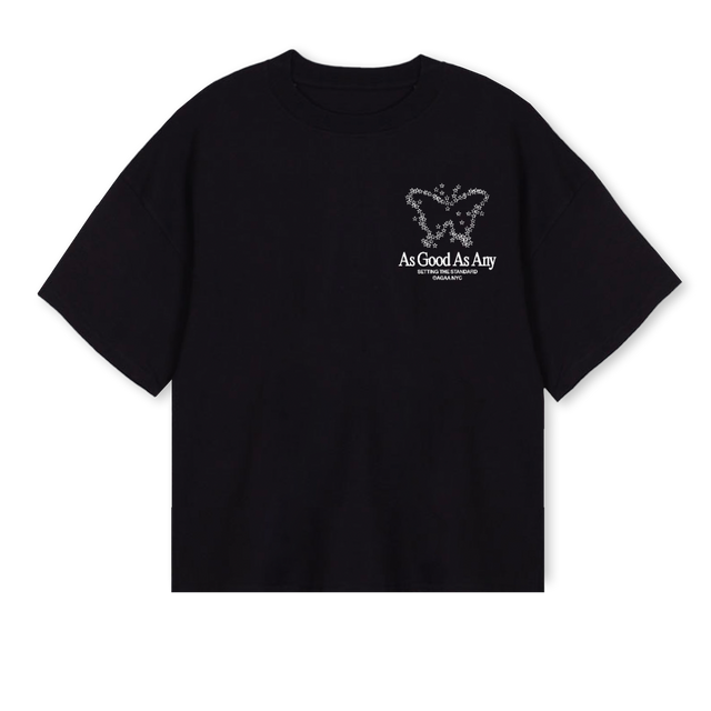 COSMICBUTTERFLYTEE_B Black Oversized Boxy Tee.