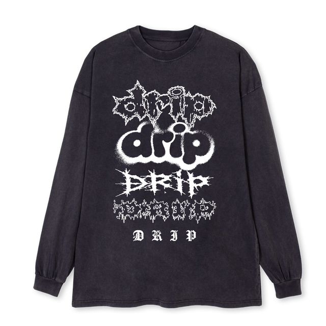 DRIPINCIAGA_LS Vintage Black Oversized LS Tee.