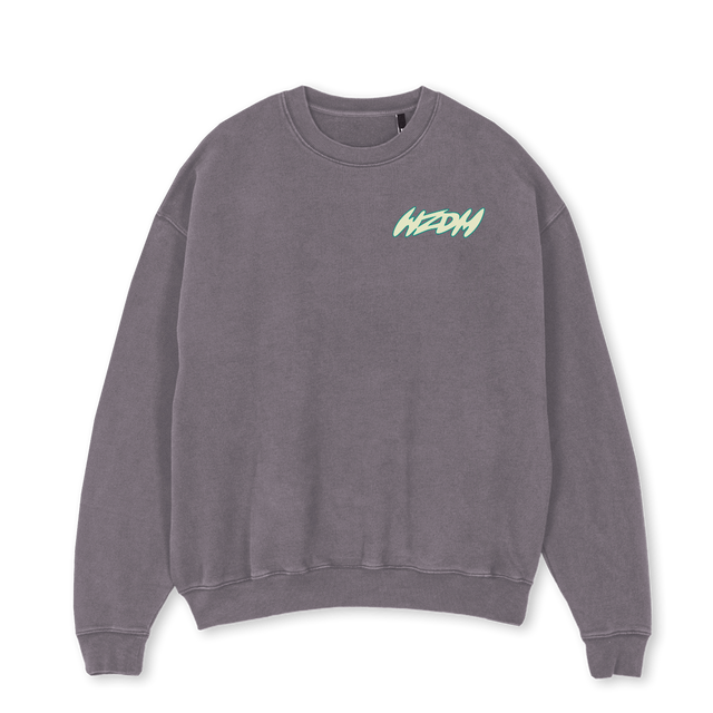 WZDM WZDOOM Pigment Grey Oversized Crewneck Sweater.