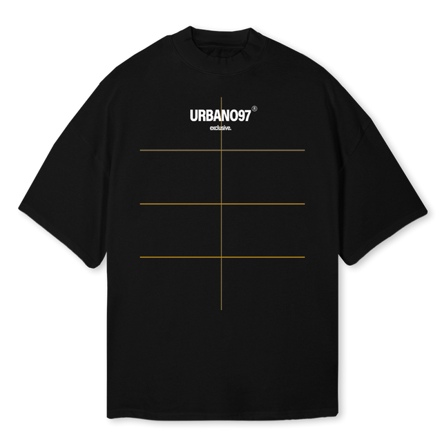 URBANO Black Oversized Mock Neck Tee.