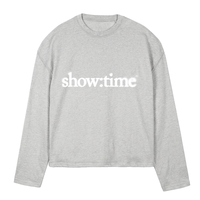 LOGOBLURWHITEVZV_LG Light Grey Marl Oversized Boxy LS Tee.