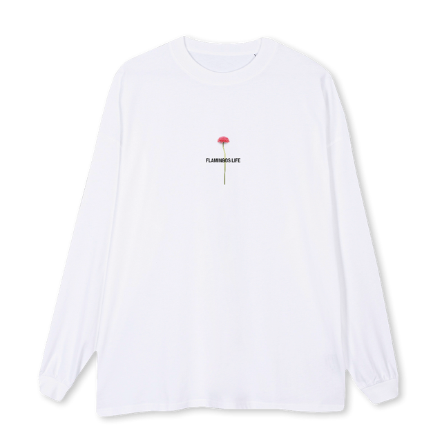FLAMLIFEFLOR White Oversized LS Tee.