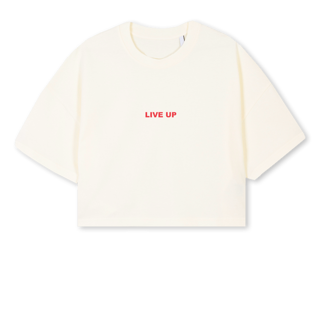 WMN WHITRE CLUB Cream Cropped Oversized Tee.