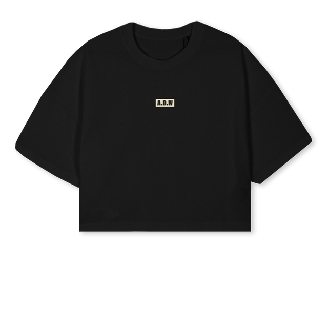 ADWBOXLOGOBG Black Cropped Oversized Tee