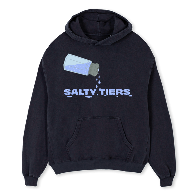 SALTY TIERS B Vintage Black Oversized Hoodie.