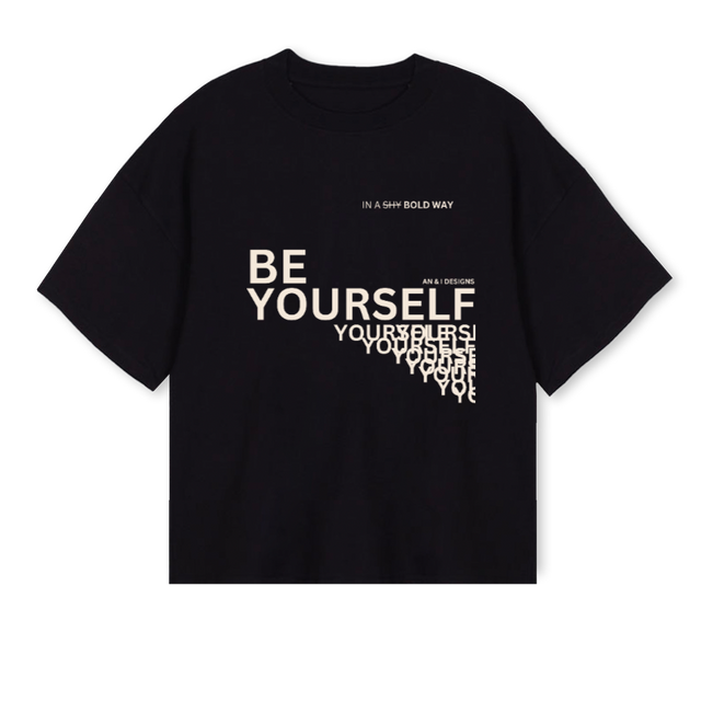 BEYOU Black Oversized Boxy Tee.