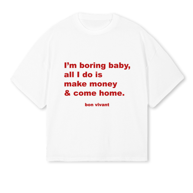 IM BORING BBY White Oversized Boxy Tee.