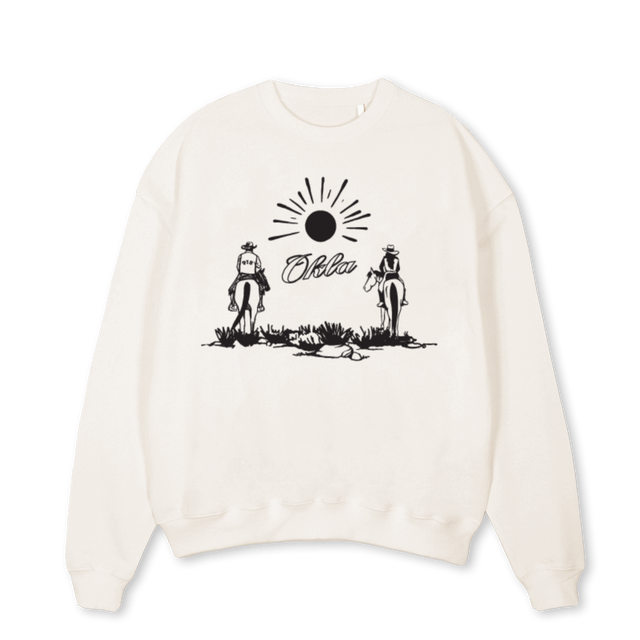 OKLA SUPPLY SUN Vintage White Oversized Crewneck Sweater.