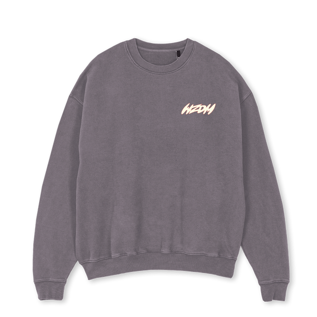 PLANETS Pigment Grey Oversized Crewneck Sweater.