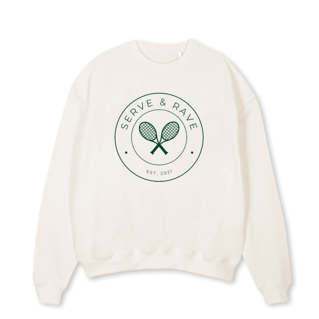 VINTWHTCREW Vintage White Oversized Crewneck Sweater.
