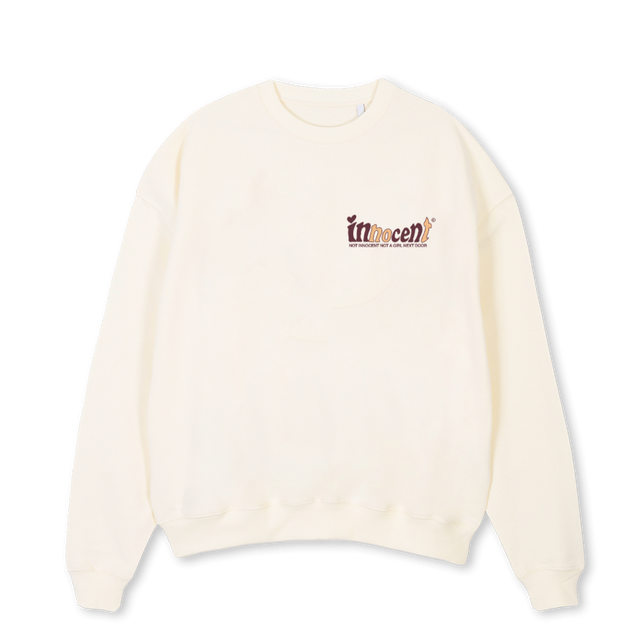 NOTSOINNOCENTCREW Cream Oversized Crewneck Sweater.
