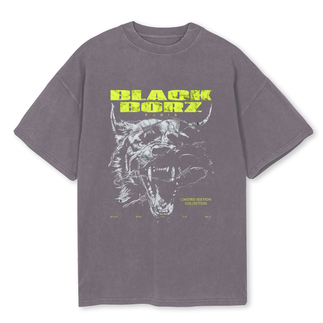 BLACKBORZ Pigment Grey Oversized Tee.