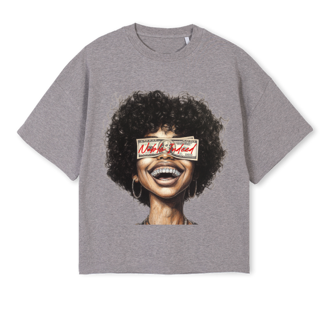 MONEYDOES_GM Grey Marl Oversized Boxy Tee