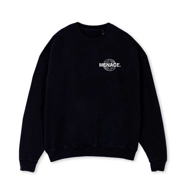 SOR WHITEE Black Oversized Crewneck Sweater.