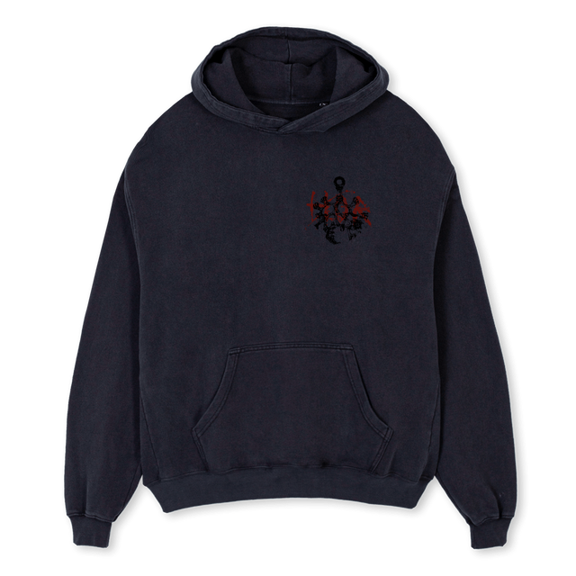 BLOOD GODDESS Vintage Black Oversized Hoodie.