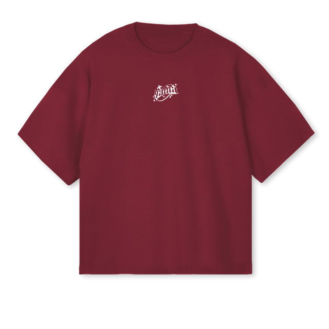 GAMATEE_WB Burgundy Oversized Boxy Tee