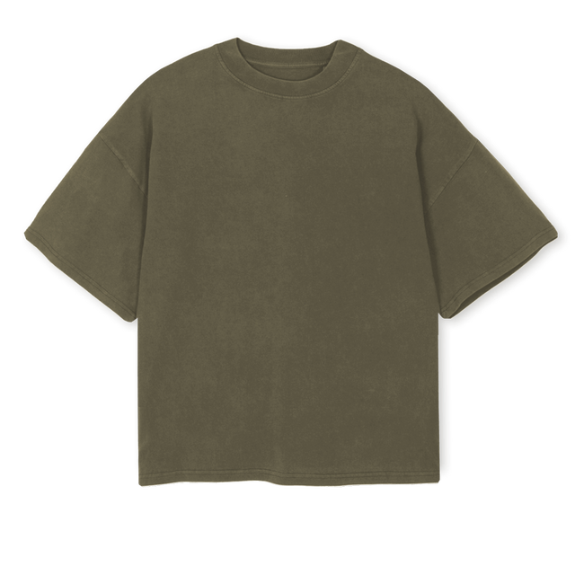 MIZUKE LAGO_VO Vintage Olive Oversized Boxy Tee