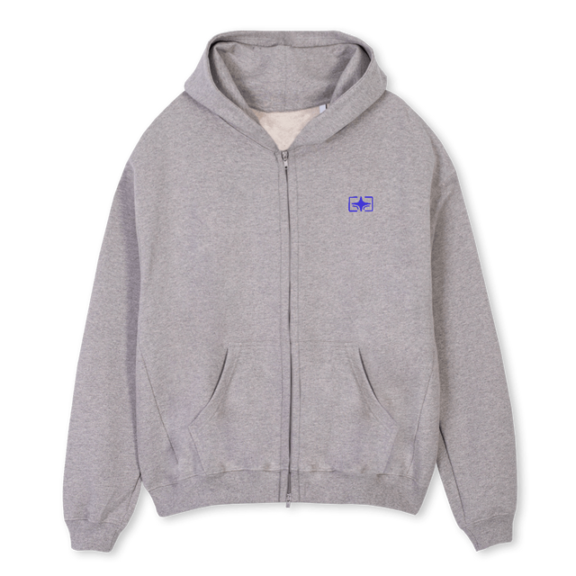 SONICS SNAPSHOT Grey Marl Oversized Zipped Hoodie.