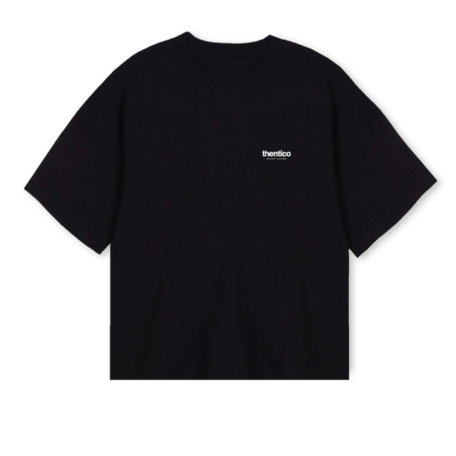 THENTIC_OSBTEE Black Oversized Boxy Tee.