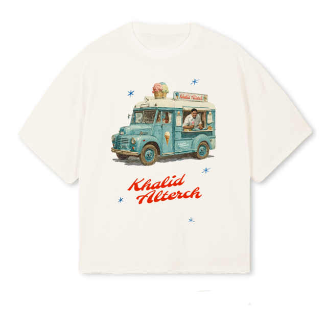 ICECREAMTRUCK_VW Vintage White Oversized Boxy Tee