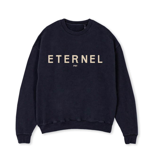 SWEATETERNELVB Vintage Black Oversized Crewneck Sweater.
