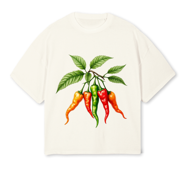 PEPPERFINAL Cream Oversized Boxy Tee.