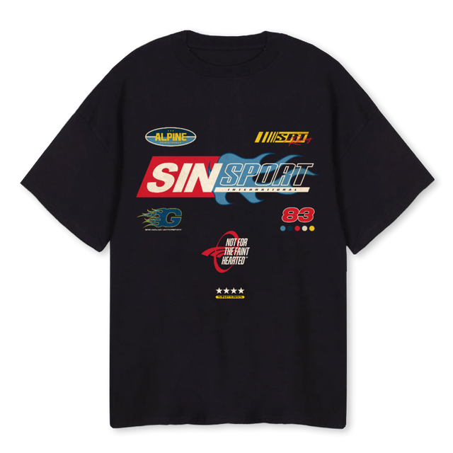 MOTOR SPORT BLAC Black Oversized Tee.