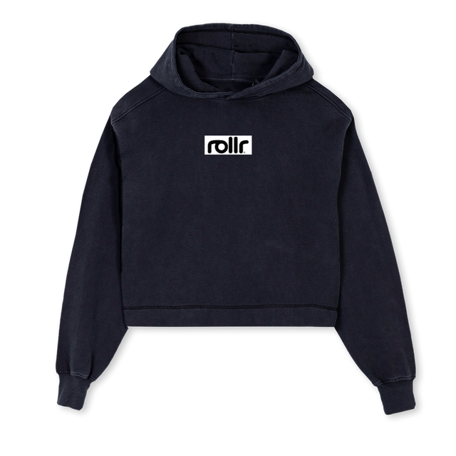 ROLLRCROPHOODIE Vintage Black Cropped Hoodie.
