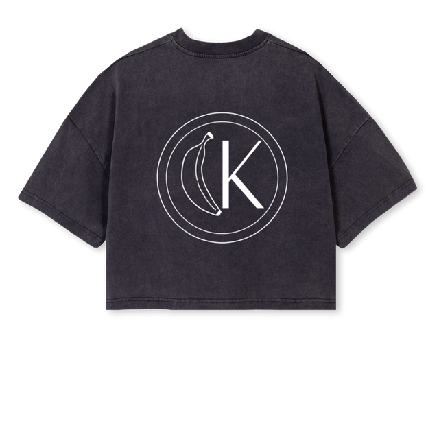 BANANA BTOC Vintage Black Cropped Oversized Tee.