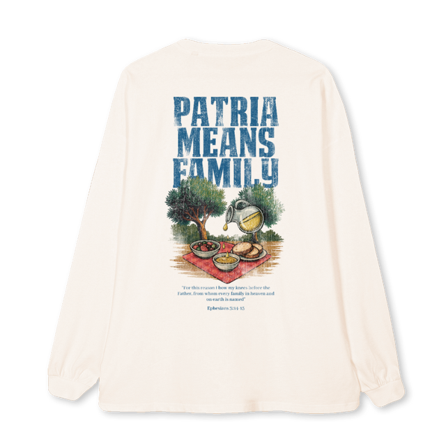 LSPATRIAMEANSFAMILY Vintage White Oversized LS Tee.