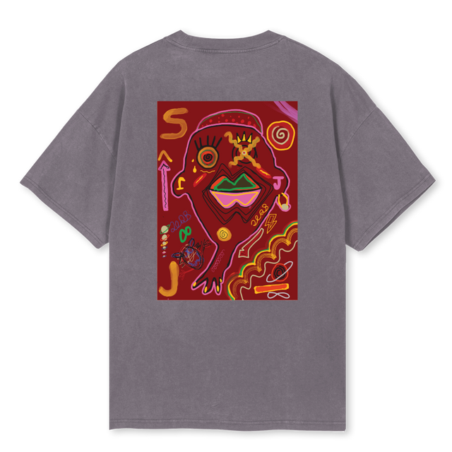 WZDM ABSTRKTUS Pigment Grey Oversized Tee.