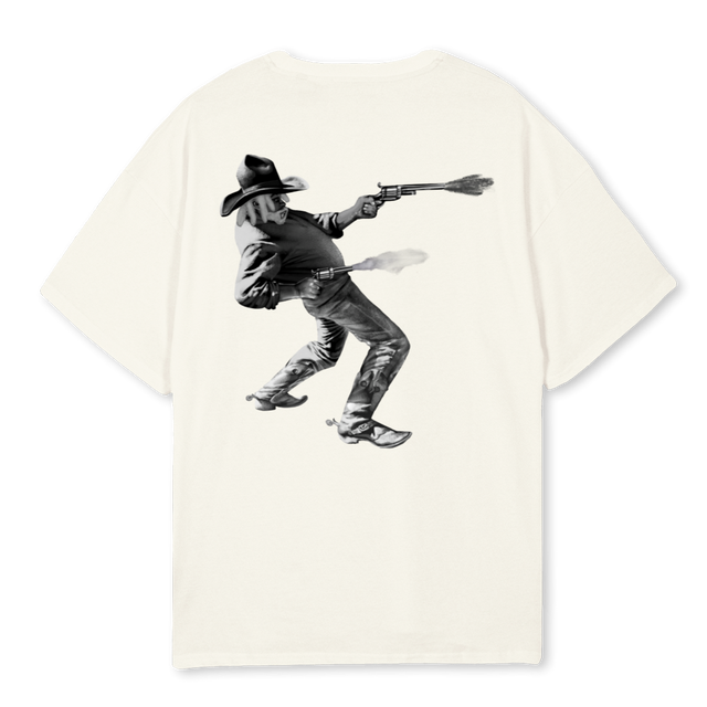 VINTAGE WIZE OUTLAW Cream Oversized Tee.