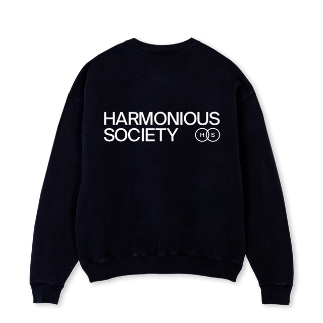 CREWGREYHS Black Oversized Crewneck Sweater.