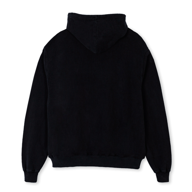 EMBLEMZIP Black Oversized Zipped Hoodie.