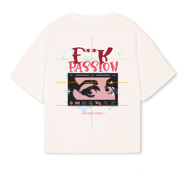 PASSION Vintage White Oversized Boxy Tee.