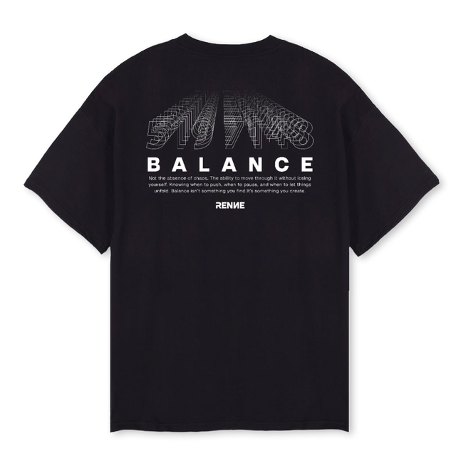 EQUILIBRIO_B Black Oversized Tee.