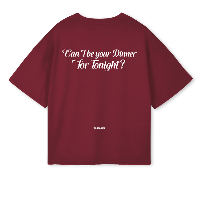 CANIBEYOURDINNER _B Burgundy Oversized Boxy Tee.
