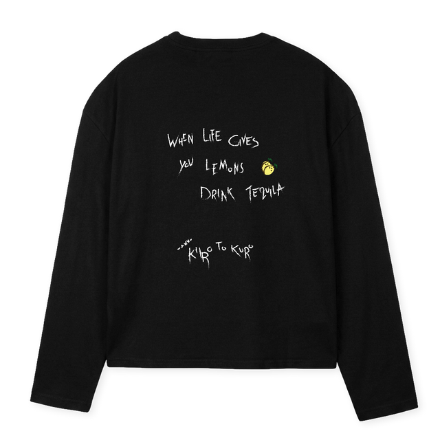 TEQUILLABLUE_B Black Oversized Boxy LS Tee.
