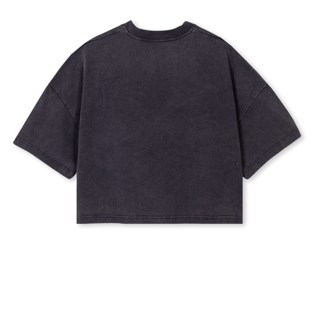ADWBOXLOGOBG Vintage Black Cropped Oversized Tee