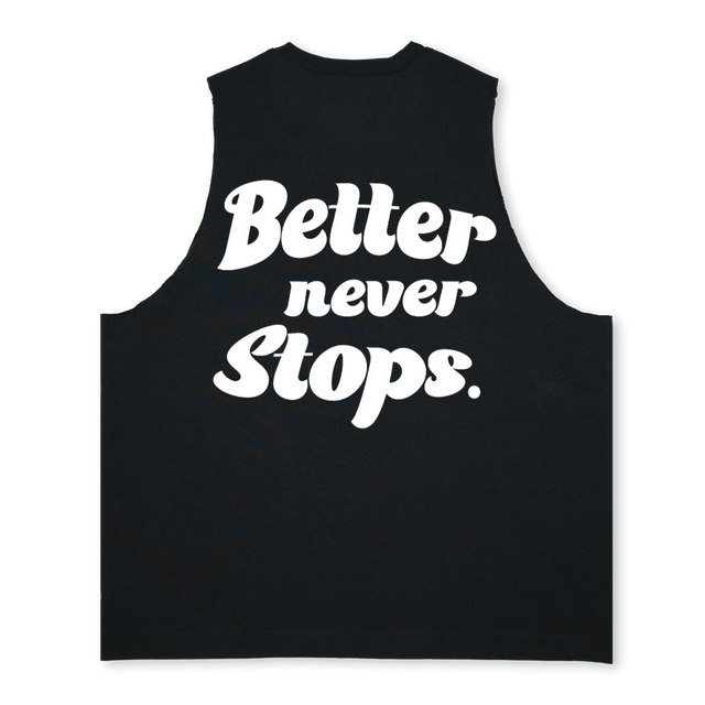 TANKWHITEBLACKBNS Deep Black Oversized Vest.