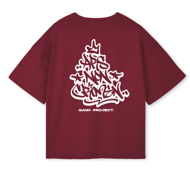 GAMATEE_WB Burgundy Oversized Boxy Tee