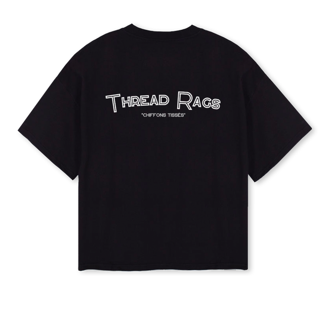 TEEWHITESTAFF_2 Black Oversized Boxy Tee.