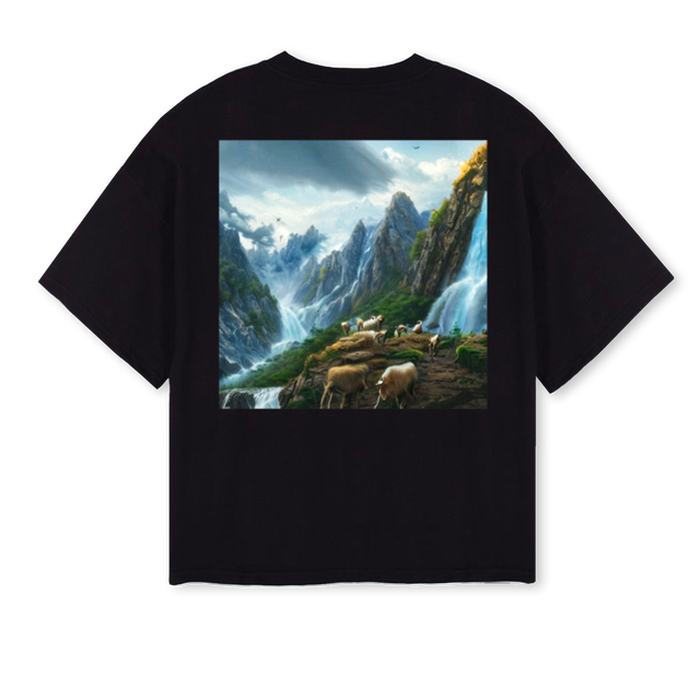 TSGOAT_B Black Oversized Boxy Tee