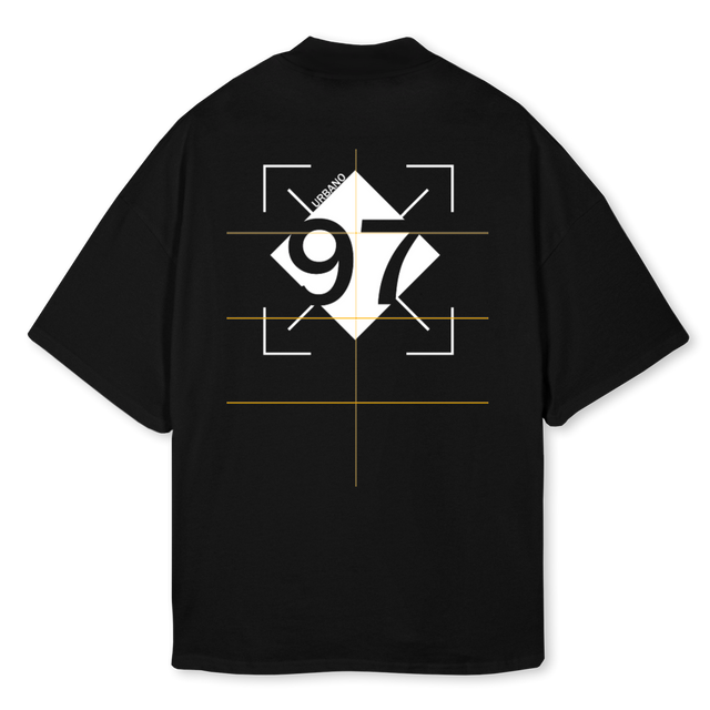 URBANO Black Oversized Mock Neck Tee.