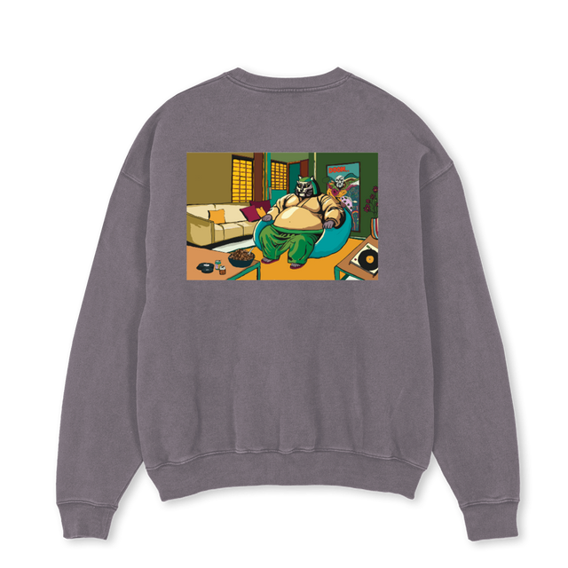 WZDM WZDOOM Pigment Grey Oversized Crewneck Sweater.