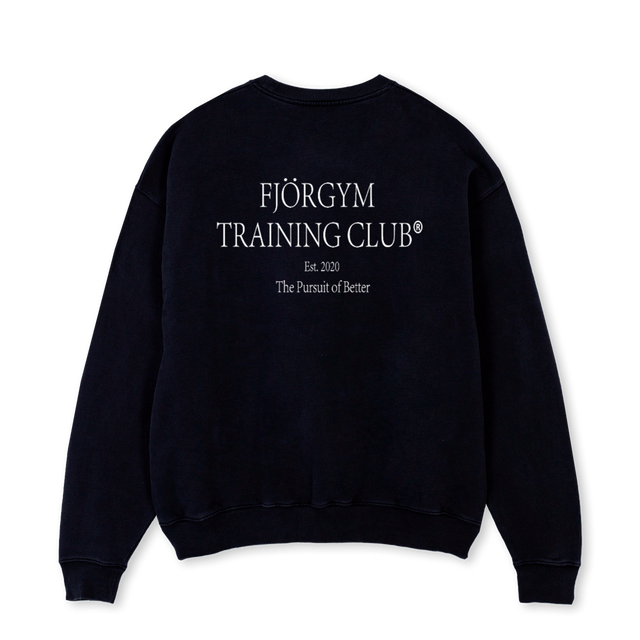 TRAINING CLUB II Black Oversized Crewneck Sweater.